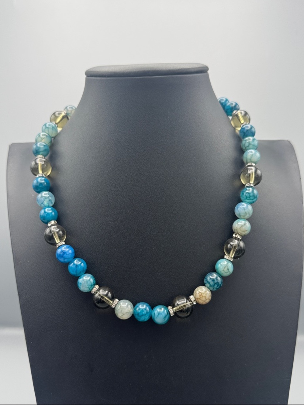 Blue Mixed Stone Bead Necklace - Women's Jewelry